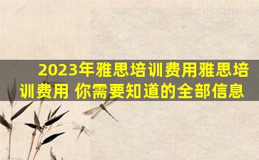 2023年雅思培训费用雅思培训费用 你需要知道的全部信息